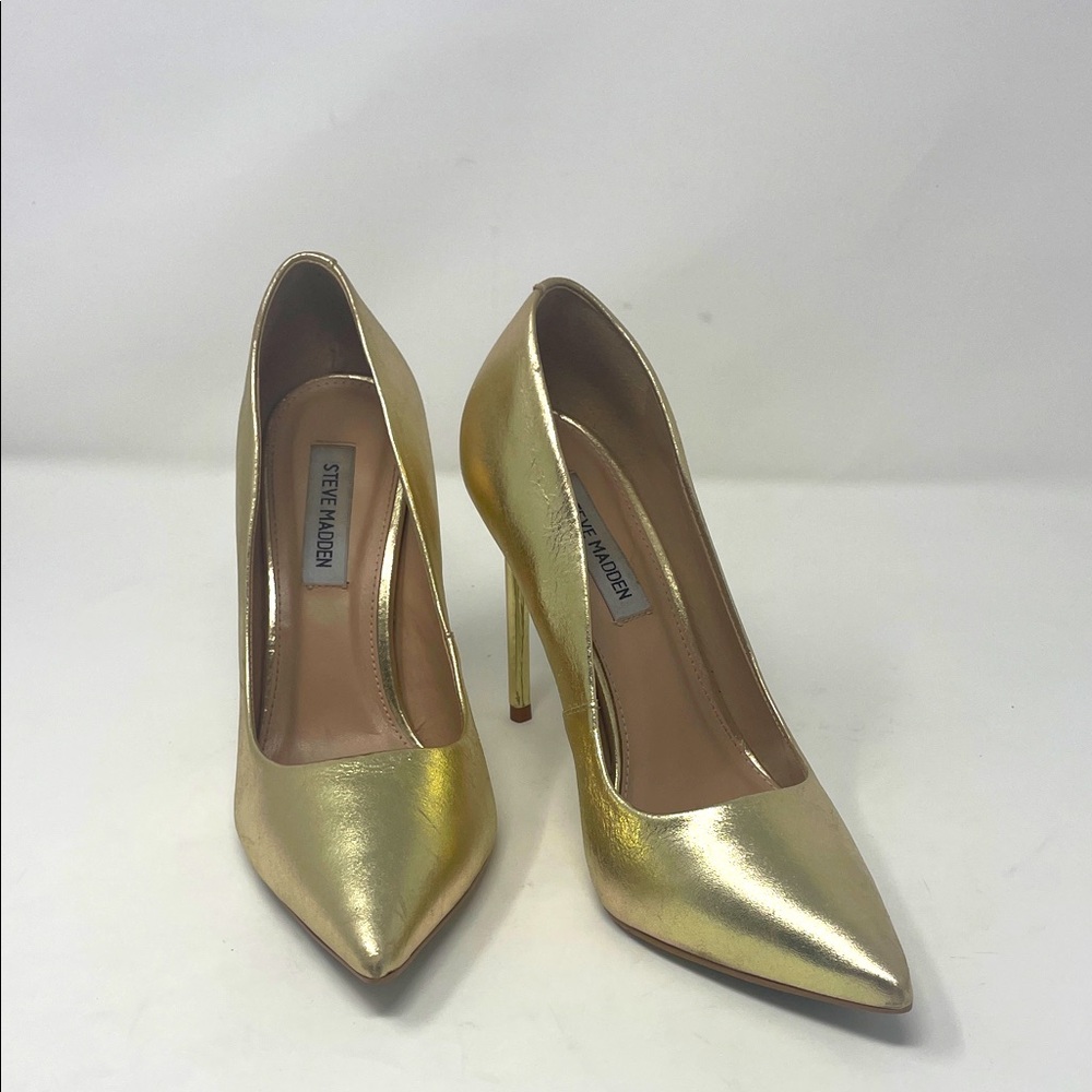 Steve Madden Metallic Gold Stiletto Heels Size 7.5 Excellent Condition